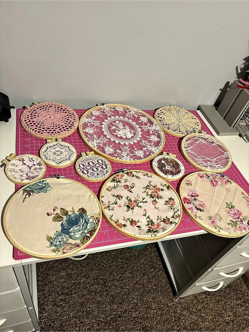 Floral Decorative Linens in Pink & Cream